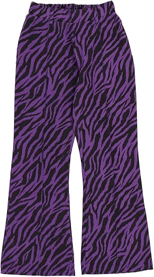 Amazon Spinns ツイルゼブラフレアパンツ レディース ボトムス ずぼん 美脚 脚長 総柄 アニマル ゼブラ ミント ブラック パープル ホワイト ブラウン スピンズ Spinns パープルxブラック ロングパンツ 通販