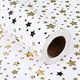 FUHITIM Wrapping Paper, Gold Foil Star Wrapping Paper Roll, White Gold Wrapping Paper, Gift Wrapping Paper Roll for Christmas, Wedding, Birthday, Party, Baby Shower (17 inch X 32.8 ft)