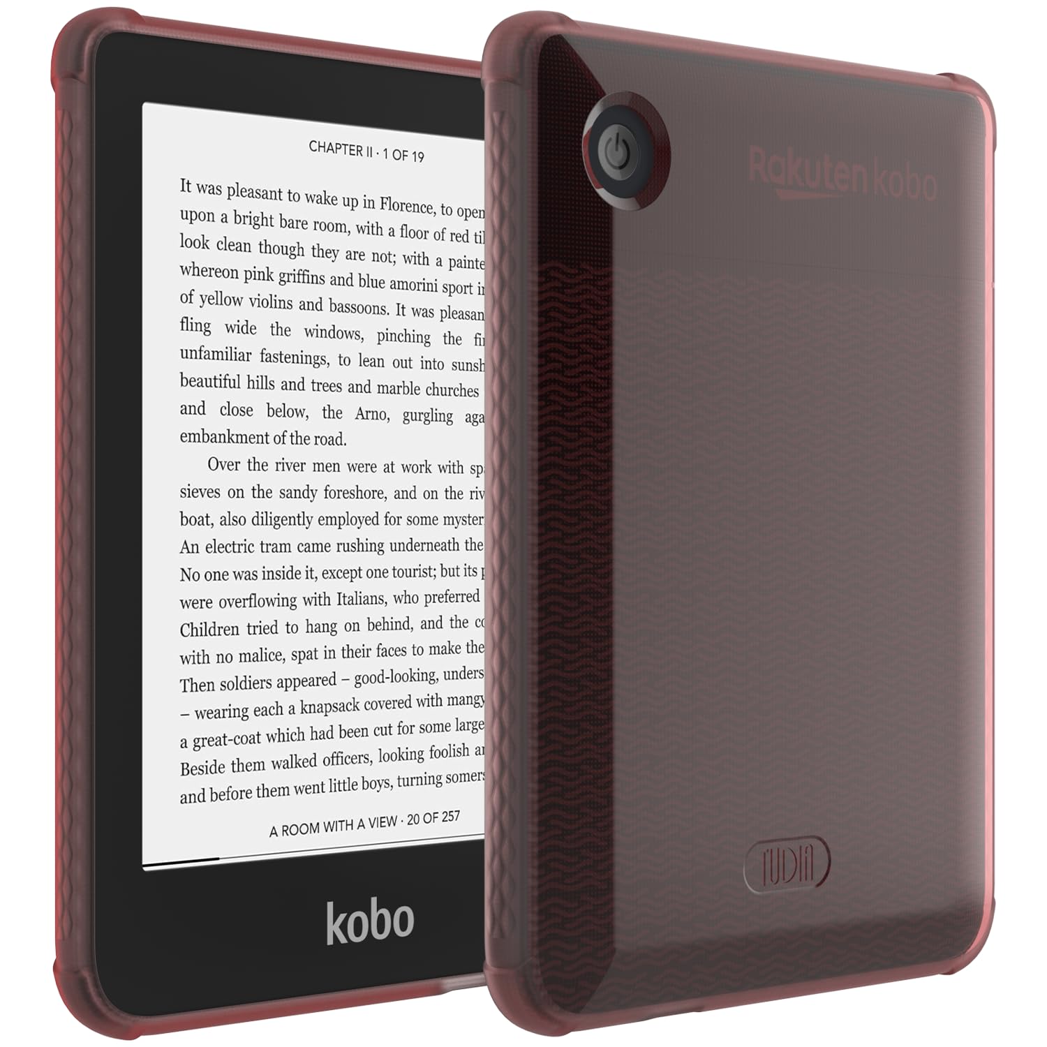 TUDIA Rugged Fit Designed for Kobo Clara 2E Case 6", [SKN] Shockproof Anti-Yellowing Slim Lightweight TPU Bumper Clear Back Reinforced Matte Grip Sides Lightweight eReader Gel Cover (Clear Pink)