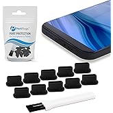 PortPlugs USB C Dust Plug (10-Pack) with Cleaning Brush – Compatible with iPhone 16, 15 (Plus, Pro Max), Galaxy S24-S8, Pixel