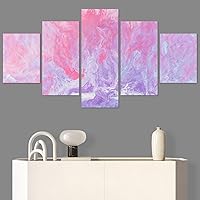 SIGNWIN 5 Panel Canvas Wall Art Modern Art Abstract Brushstroke Closeup Digital Art Minimalism Minimalist Multicolor Pastel for Home Decorations Ready to Hang - 60