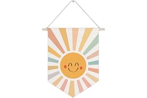 WUCHJ Boho Sunshine Nursery Canvas Wall art Banners decor, Pastel Cute Sun Sunshine wall Hang pictures, Boho Nursery Wall Decor for classroom Kids Toddler Room Bedroom Playroom 11x14 Inch