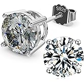 Uucomt 925 Sterling Silver Cubic Zirconia Studs Earrings for Women Men - Hypoallergenic 14K White Gold Plated 5/6/7/8mm Clear Round Cut CZ Studs Earrings