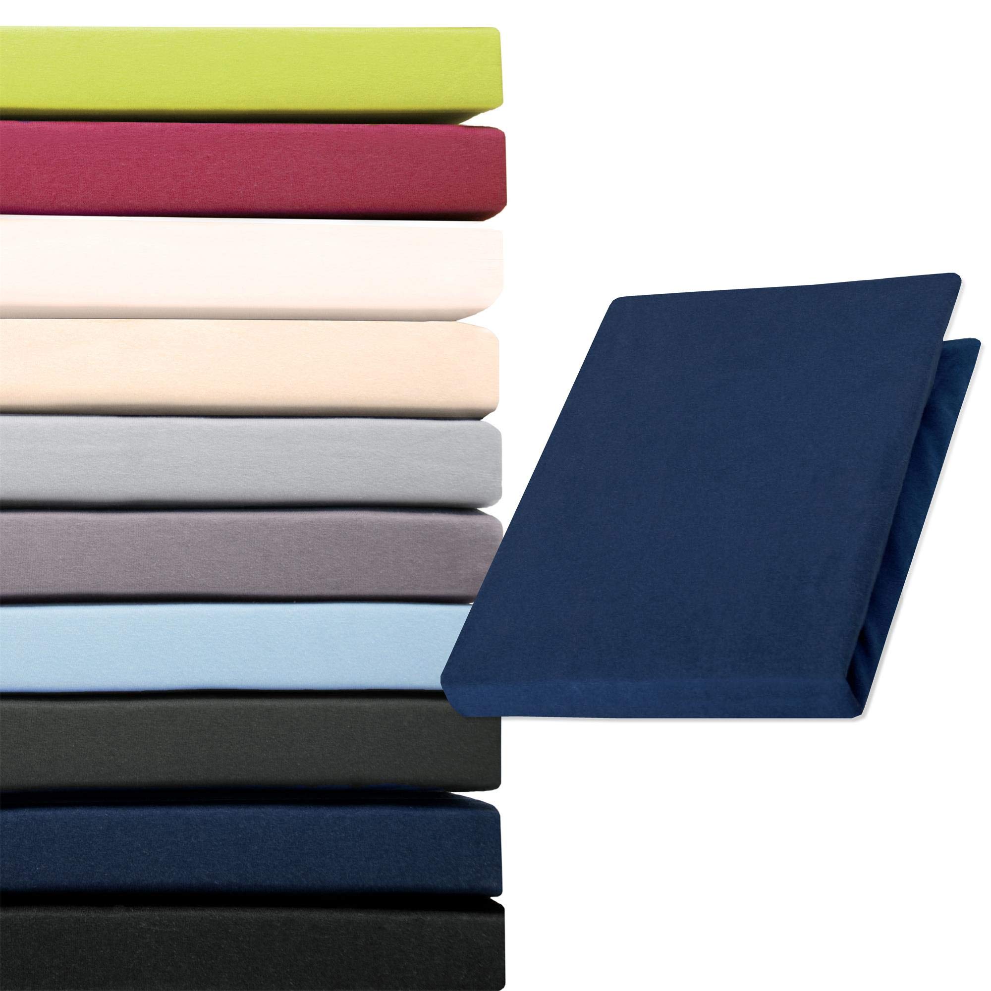 aqua-textil Pur Topper Fitted Sheet Divan Cover Water Beds Cotton 90x200-100x220 cm dark blue
