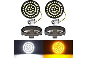 Benlari New 1157 LED Motorcycle Front Turn Signals Bulbs 2 Inch Bullet Lights with Smoked Lens Covers Fit for Harley Davidson Touring Dyna Softail Sportster Street Glide Road Glide Iron 883, 2PCS