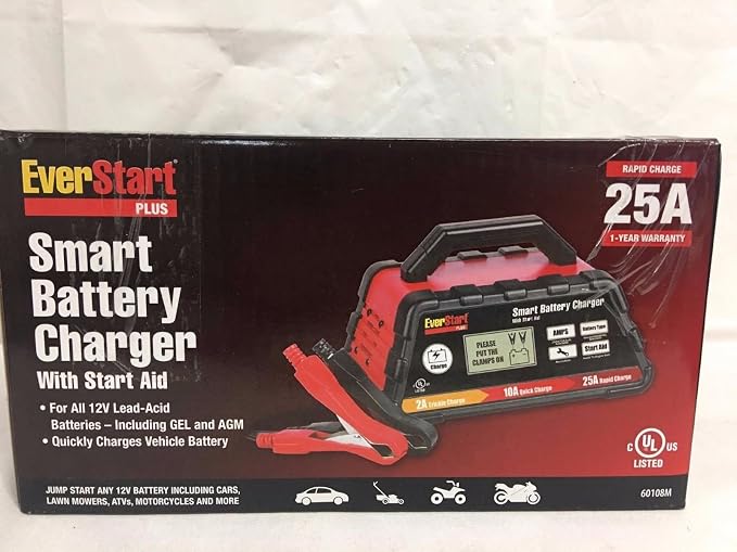 Amazon Com Everstart Plus 60108m 25a Smart Battery Charger With Start Aid Home Audio Theater