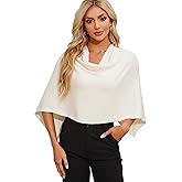 PULI Women Capri Poncho Sweater Petite Cropped Versatile Shawl Slender Frame Fit Soft Knit Wraps Cowl Neck Short Tops