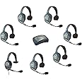 Eartec HUB7SMXS - 7 Person System with 6 Single Wireless Communication Headsets, 1 Max 4G Single Headset and 1 HUB Mini Base Transceiver