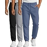 August Alley 3 Pack Men's Joggers Sweatpants Athletic Elastic Cuffed Pants Tapered Leg Elastic Hidden Drawstring with Pockets