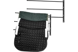ICITYWALL 2 Packs 30" L x 17.7" H Black Saddle Pad Rack Wall Mount Blanket Wall Rack with 3 Swinging Bars. Heavy Duty 180 Degree Swing Rack. Horse Blanket Holder for Tack Room Organization