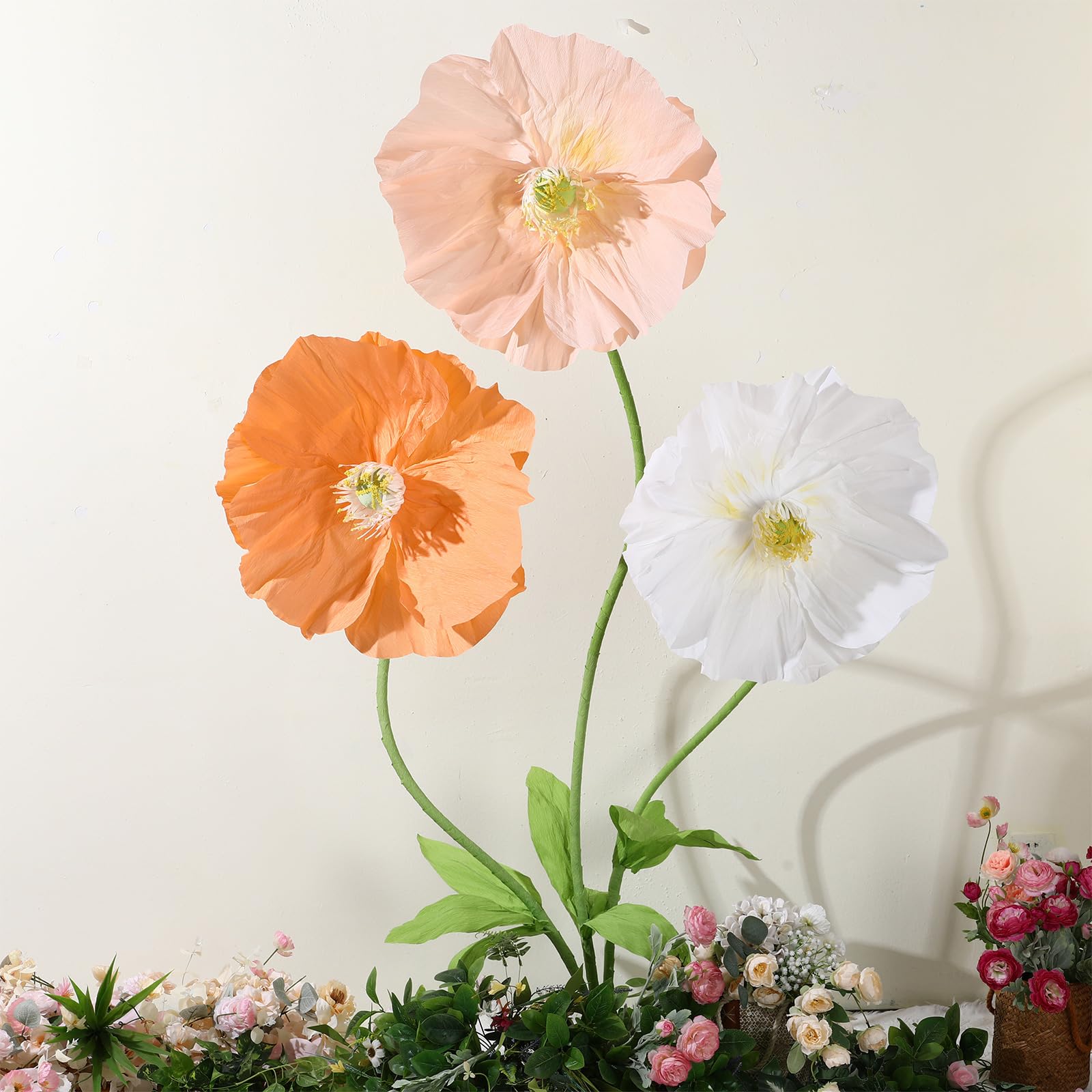 Photo 1 of Maysing 6.1ft Giant Artificial Flowers for Decoration Large Paper Flowers Standing Handcrafted Decoration for Garden Birthday Party Wedding Props Festival Shop Window Display