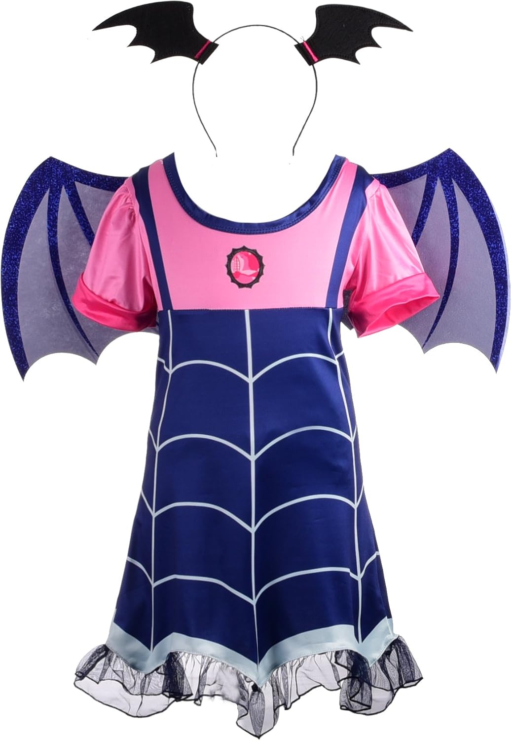 Lito Angels Halloween Costume Fancy Party Dress Up with Bat Wings and Hair Hoop Headwear for Kids Girls Age 2-3 Years, C