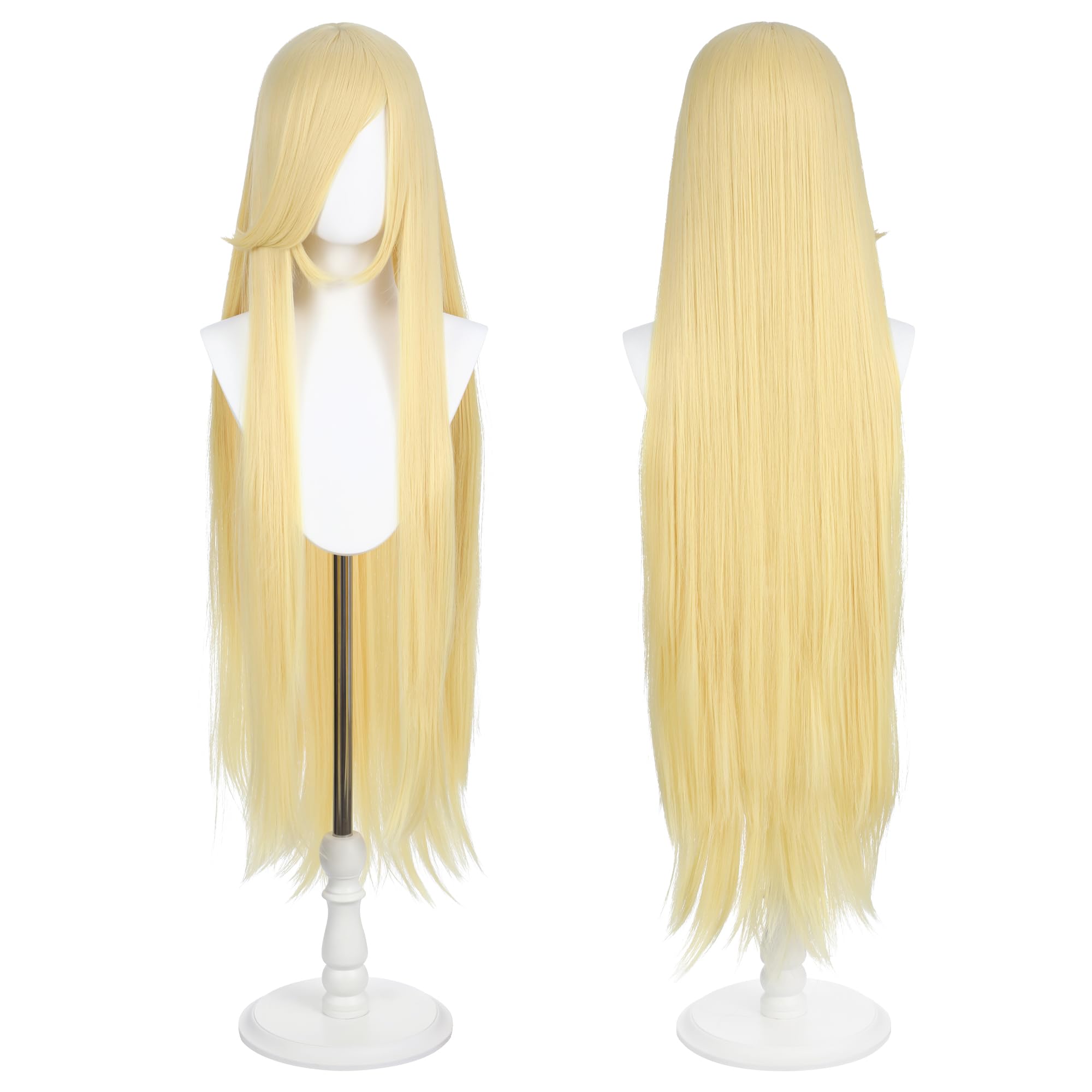 Photo 1 of 100cm / 40inch Universal Anime Costume Wig with 2 Hair Caps for Cosplay, Halloween & Themed Parties (Blonde)