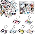 40-Pack Cute Binder Clips for Paper, Notebooks, Planners, File Folders, Office Supplies, Document Organization for School and Work, 6 Assorted Flower Designs (1.5x0.75 in)
