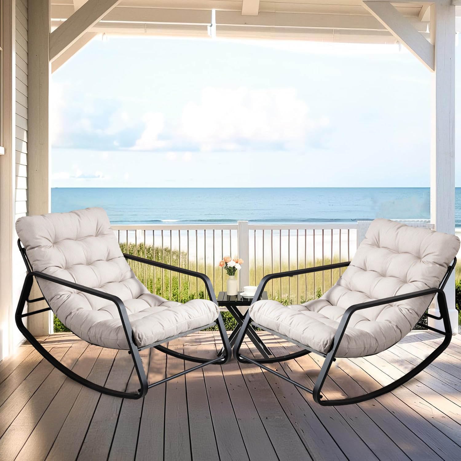 WQSLHX Outdoor Patio Rocking Chairs Set of