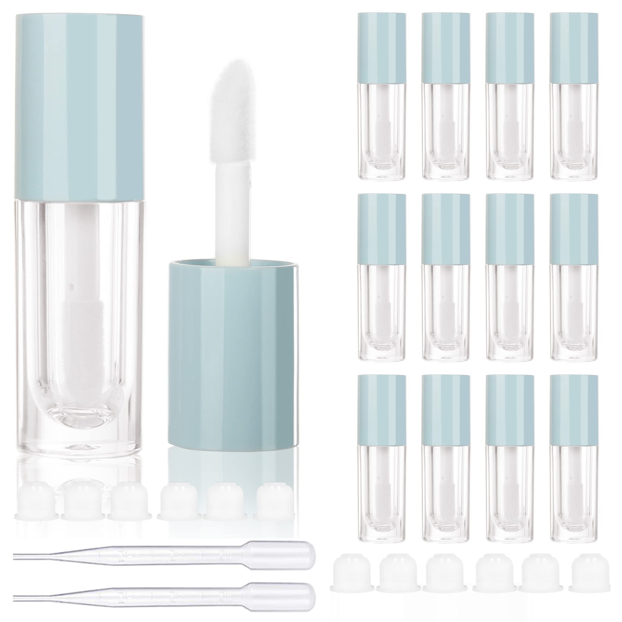 COSIDEA 14pcs Empty 6ml big brush lip gloss tubes for DIY lip gloss,Nude lipgloss containers, blue, Playful, Youthful, Minimalist — image 1