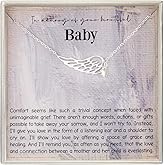 RareLove Miscarriage Gifts for Mothers,925 Sterling Silver Baby Angel Wing Heart Pendant Necklace,Baby Loss Memorial Gifts for Mothers, Bereavement Sympathy Gifts for Loss of Baby