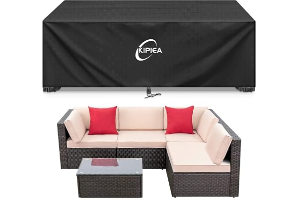 Kipiea Patio Furniture Covers Waterproof Winter, Heavy-Duty 420D Outdoor Patio Table Set Covers, Rectangular Outdoor Sectiona