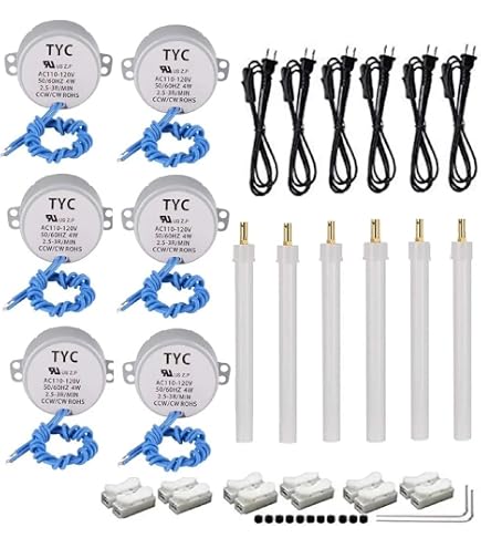CHANCS 5-Pack TYC-50 Synchron Motor 5-6 RPM 110V 60Hz With 7mm Flexible Coupling – For Turntables, Electric Fireplaces, Cup Turners, Rotating Displays