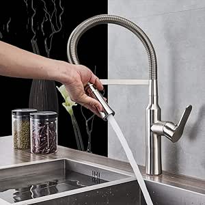 MySLT Níquel cepillado Pull Down Fregadero de la cocina Grifo del