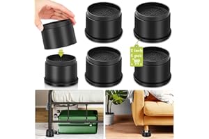 Yookwutar 4 Pack Furniture Risers 2 Inch, Adjustable Bed Risers Heavy Duty for Table Desk Couch Chair Sofa Cabinet Bed Frame Dorm, Round Stackable Table Leg Risers Lift Height 2" or 4", Black