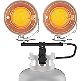 ThermoMate Propane Tank Top Heater 30000 BTU with Tip-over Protection, Portable Heater Propane Dual Burners with Adjustable H