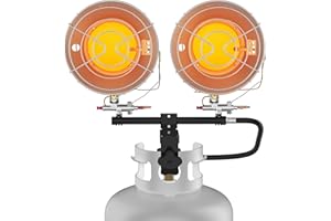 ThermoMate Propane Tank Top Heater 30000 BTU with Tip-over Protection, Portable Heater Propane Dual Burners with Adjustable H