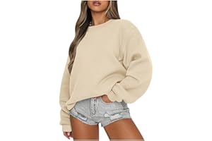 Ceboyel Oversized Sweatshirt for Women Solid Color Crewneck Pullover Tops Long Sleeve Sweaters Fall Fashion Trendy Clothes