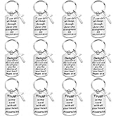 12 Pcs Christian Keychain Gifts Bible Verse Keychain Religious Cross Baptism Gift for Women Men Faith Inspirational Keychain