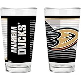 Rico Industries NHL Hockey16 oz Pint Glasses with Digitally Printed Logo, Practical Set of 2 Classic Drinking Glasses, Dishwasher Safe, Great for Water, Beer, Iced Tea, and More