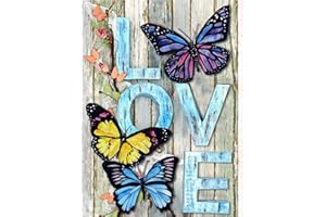 IJBNHD DIY Butterfly Diamond Painting Art Painting Kits for Adults Beginner, 5D Love Full Round Drill Gems Art Diamond Picture for Gift Home Wall Decor 12X16 inch