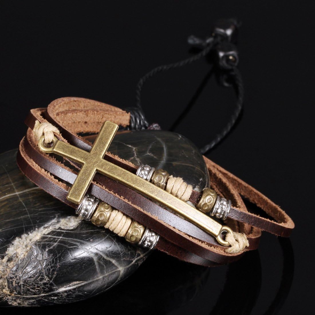 Feraco Religious Cross Wrap Bracelets Women Leather Christian Jewelry For Confirmation Gifts, Adjustable: Clothing