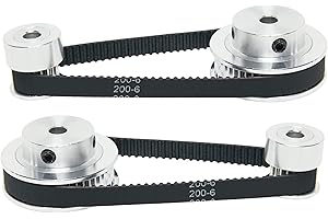 SHCEEC 2PCS Set 2GT Aluminum Timing Pulley 20&48 Teeth 6.35mm Bore Synchronous Wheel with 2PCS Length 200mm Width 6mm Belt (20-48T-6.35B-6)