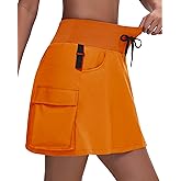 MIVEI Women's 16" 20" Hiking Cargo Skort Skirt - High Waisted Golf Dressy Casual Workout Sport Skirt with Liner Quick Dry