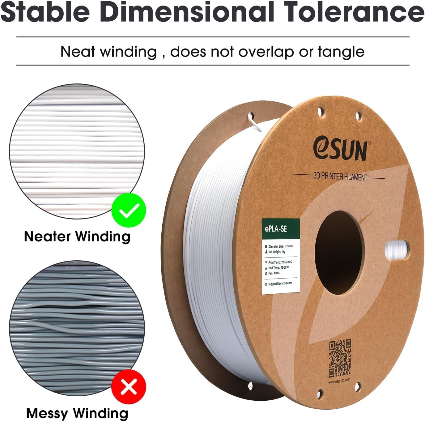 eSUN 10KG PLA Basic Filament, 1.75 mm 3D Printer PLA Filament, 1kg Spule, insgesamt 10kg, Dimensional Accuracy +/- 0.03 mm, Kaltweiß-10KG 5