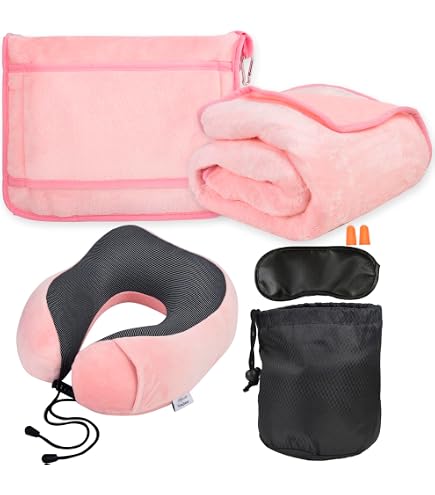 Amazon.com: urnexttour 4-in-1 Travel Pillow & Blanket Set with Eye