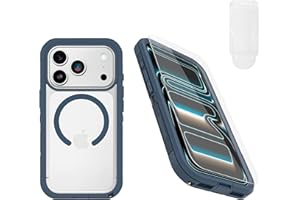 OtterBox iPhone 17 Pro (Only) Bundle: Defender Series XT Clear Case & Screen Protector - Baby Blue Jeans (Clear/Blue) - Snaps