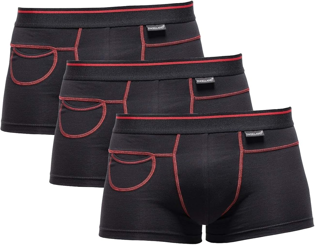 Engelland Men's Sport Boxer Shorts 3 Set in Black, Breathable and