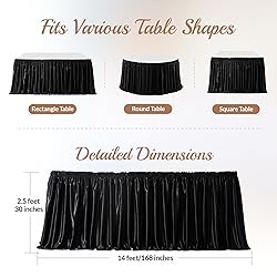 14ft Length Glitter Black Table Skirt for 8ft