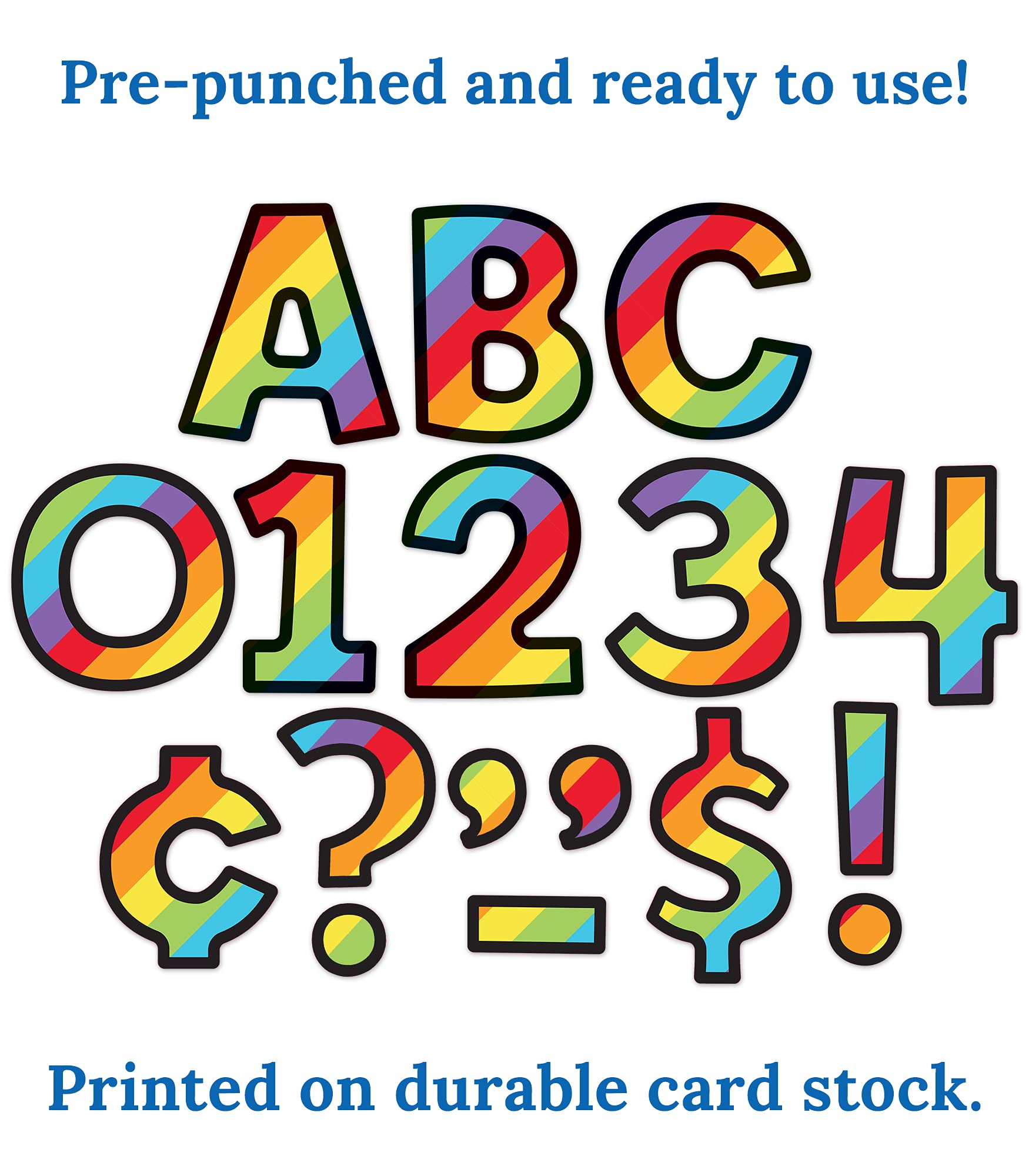 Carson Dellosa 4 In. Rainbow Bulletin Board Letters for Classroom, Alphabet Letters, Numbers, Punctuation & Symbols, Rainbow Letters for Bulletin Board (219 pcs.)