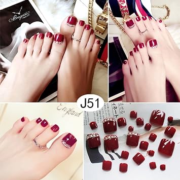 Zxlife Unghie Finte Corto Carino Moda 24 Unghie Dei Piedi