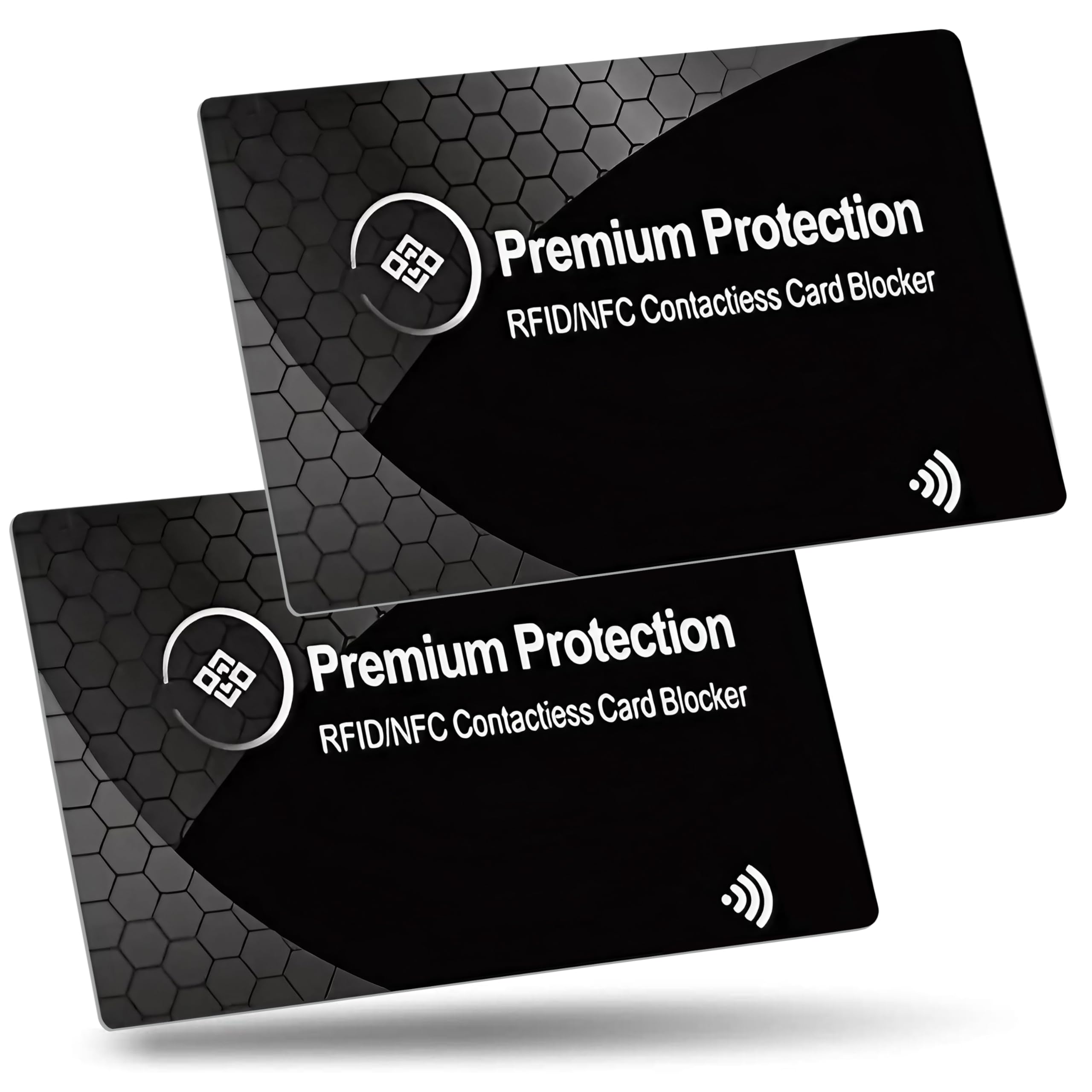 KF-Premium RFID Blocking Cards & Passport Sleeve (2 Pack) – Ultra Thin Protector for Credit, Debit & Passport – Contactless NFC Blocker – Prevents Fraud & Identity Theft (Black)