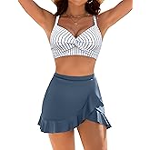 Blooming Jelly Womens High Waisted Bikini Sets Twist Swim Skirt Two Piece Swimsuit Crisscross Back Bathing Suit 2026
