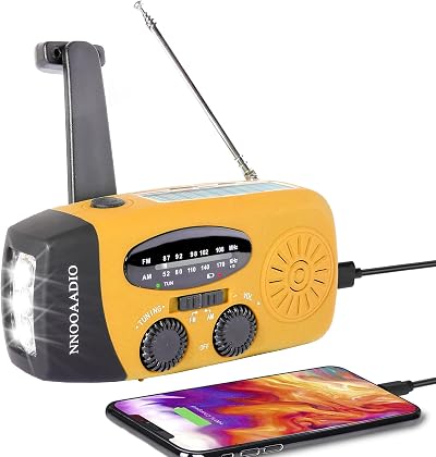 NNOOAADIO Wind Up Solar Radio Emergency Hand Crank AM FM SOS Light