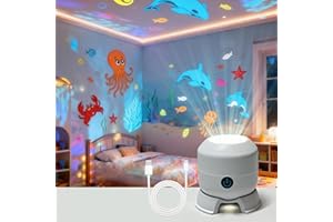 Dynamic Rotating LED Projector Light, Colorful Rotating Projection Light, Rechargeable Ocean Lights Projector, Adjustable Bri