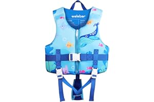 Welebar Kids Swim Vest, Toddler Floaties with Adjustable Safety Strap Swimming Aids Child Float Swimsuit for Boys and Girls Age 2-10 Years Old/22-88lbs