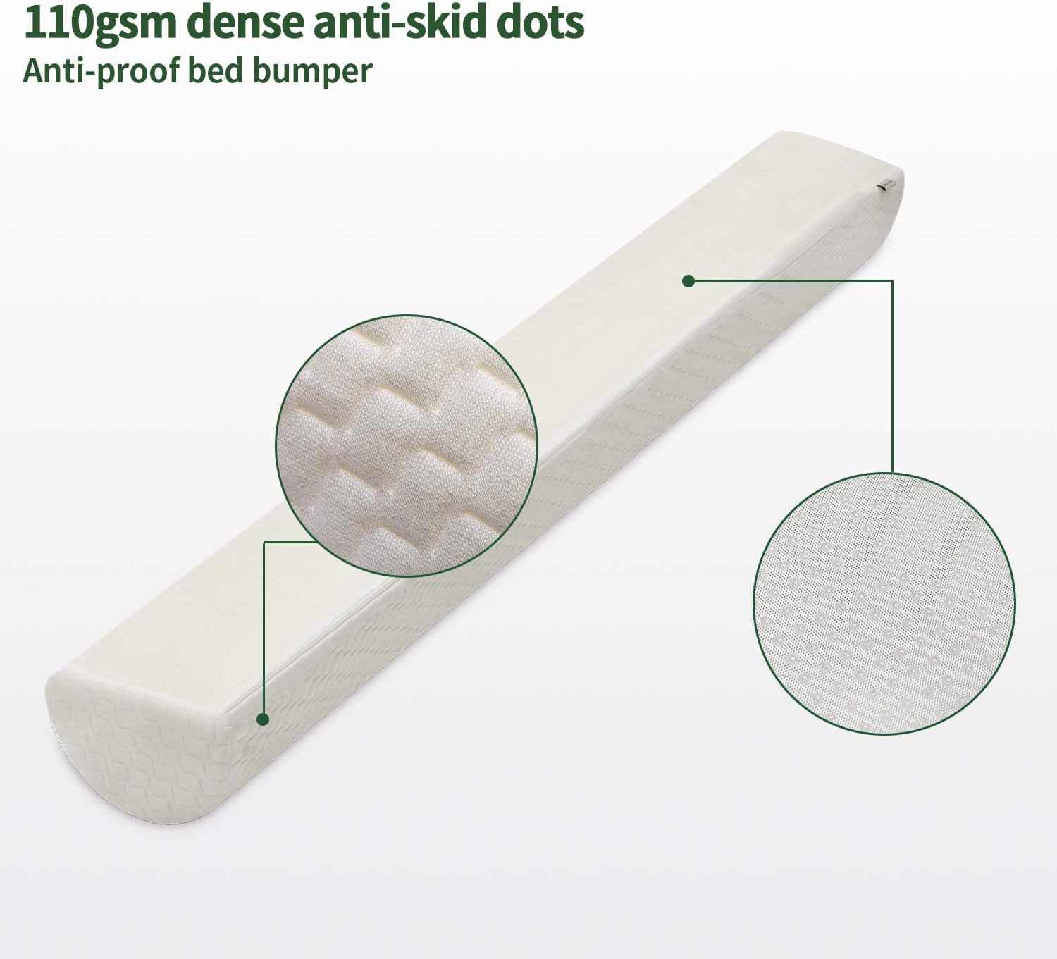 HBselect Memory Foam Baby Bed Guard Rail (2 Pack) for Toddler Kids Children Adult,Soft Portable Safety Side Bed Guard Bumper with Washable Zip Cover for Cot Bed/Toddler Junior Bed - Image 3