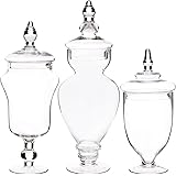 Set of 2 Large Decorative Clear Glass Apothecary Jars ...