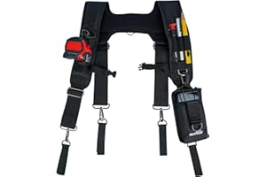 MELOTOUGH Tool Belt Suspenders Construction Bag Suspenders Padded Work belt Suspenders for Carpenter/Electrician/Roofing/Farmer work Suspension Rig(H Back)