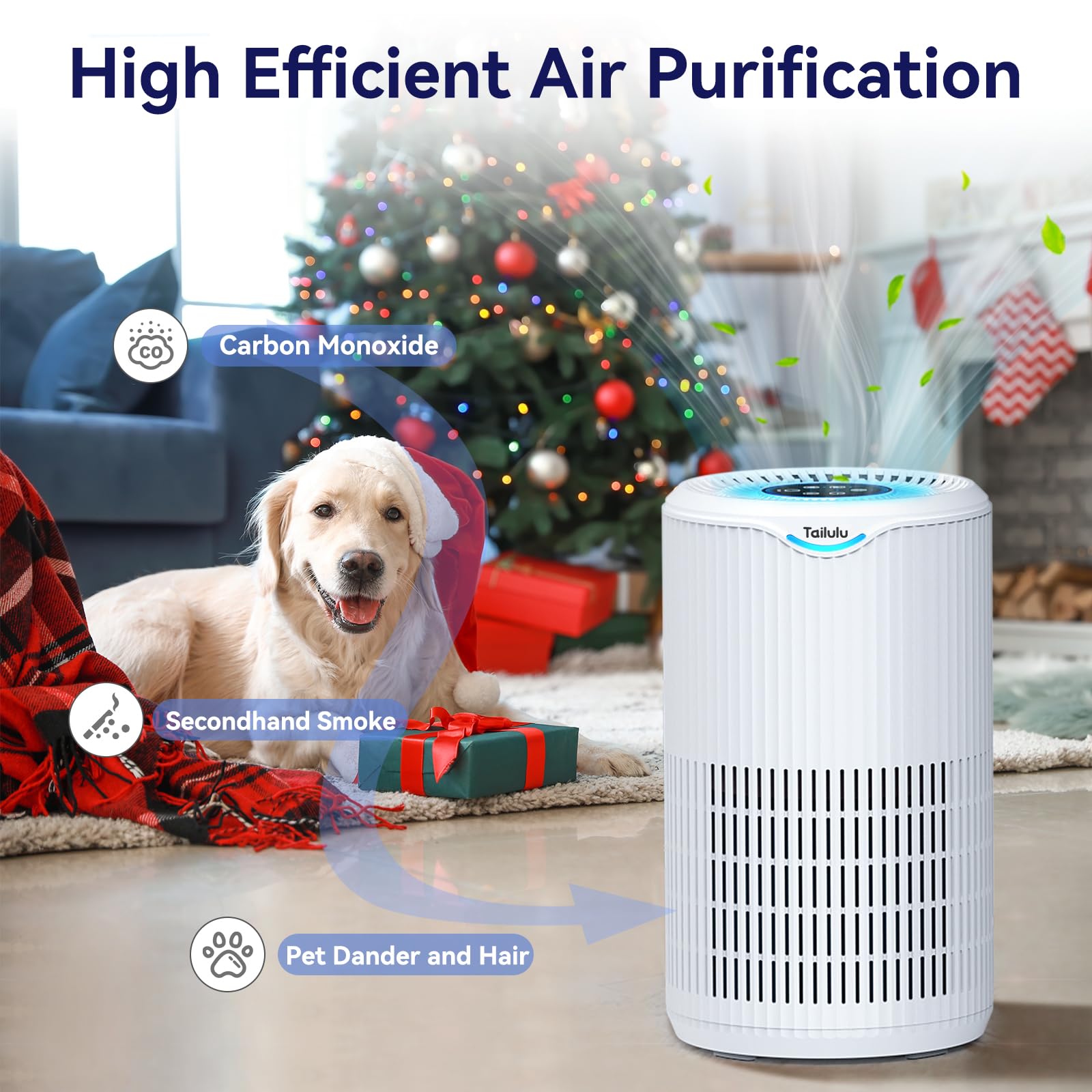 Air Purifiers for Home Large Room Up to 1500 Sq Ft, Tailulu H13 HEPA Air Purifier for Pet Dander Smoke Odor Dust Pollen, Air Filter for Bedroom Living Room, Kitchen, Office, Sleep Mode
